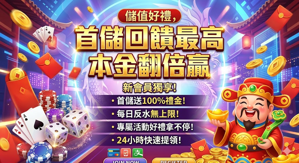 儲值好禮,首儲回饋最高就在 財神娛樂城,讓您本金翻倍贏。